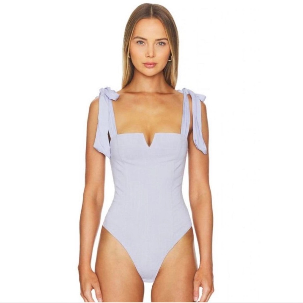 Free People Lilac Bodysuit with Bow Straps